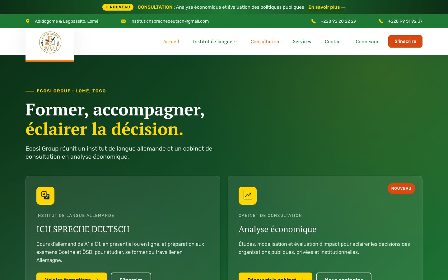 ECOSI — Website redesign & German LMS