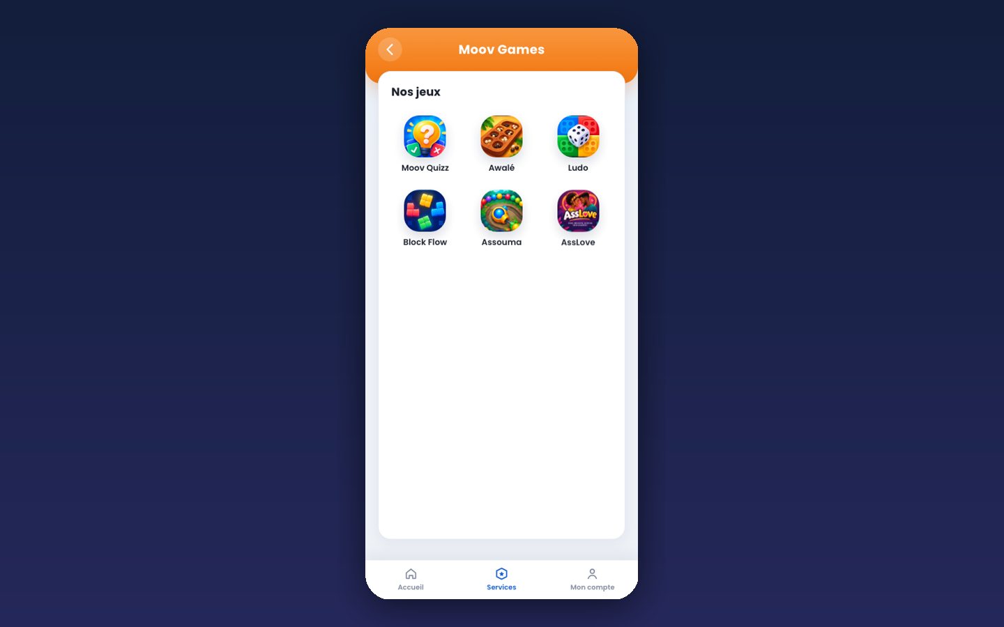 Moov Games — Hub de jeux & portefeuille commun